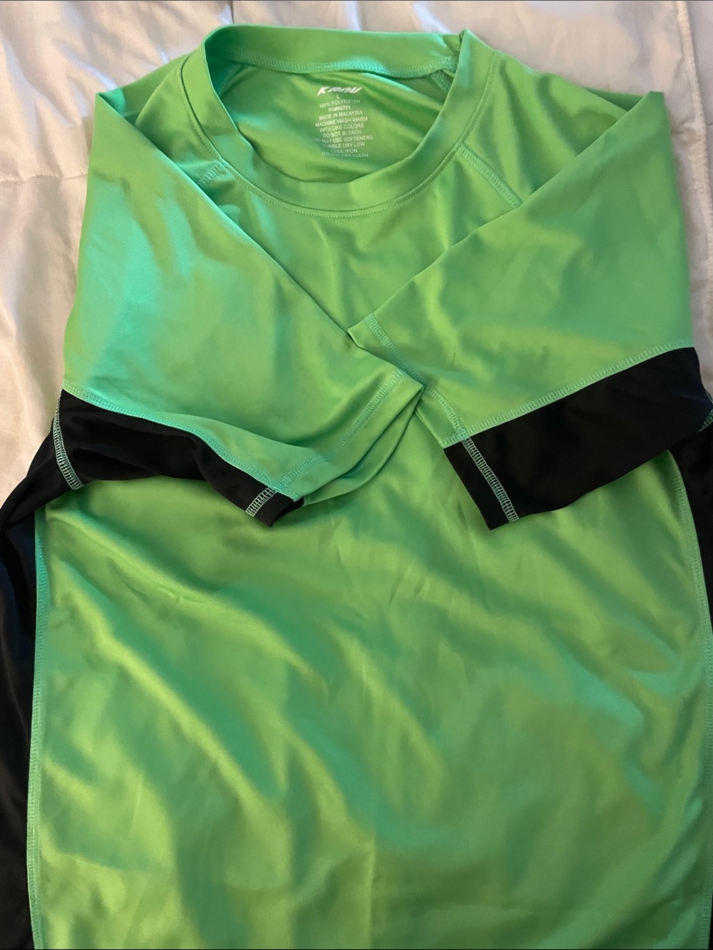 Kanu Surf  Bright Lime Green Short-Sleeve Athletic Top with Black Panels